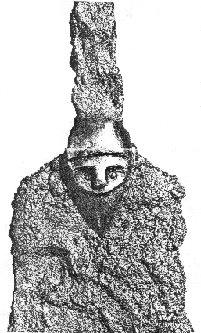 Серебряная маска -
изображение викинга (?)
на жертвенном ноже
(Гнездово)